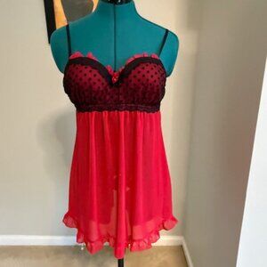 Sexy Black & Red Sheer Nightie - Sz M